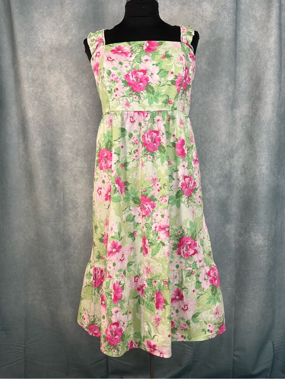 Torrid mini poplin tiered ruffle strap floral green dress plus size